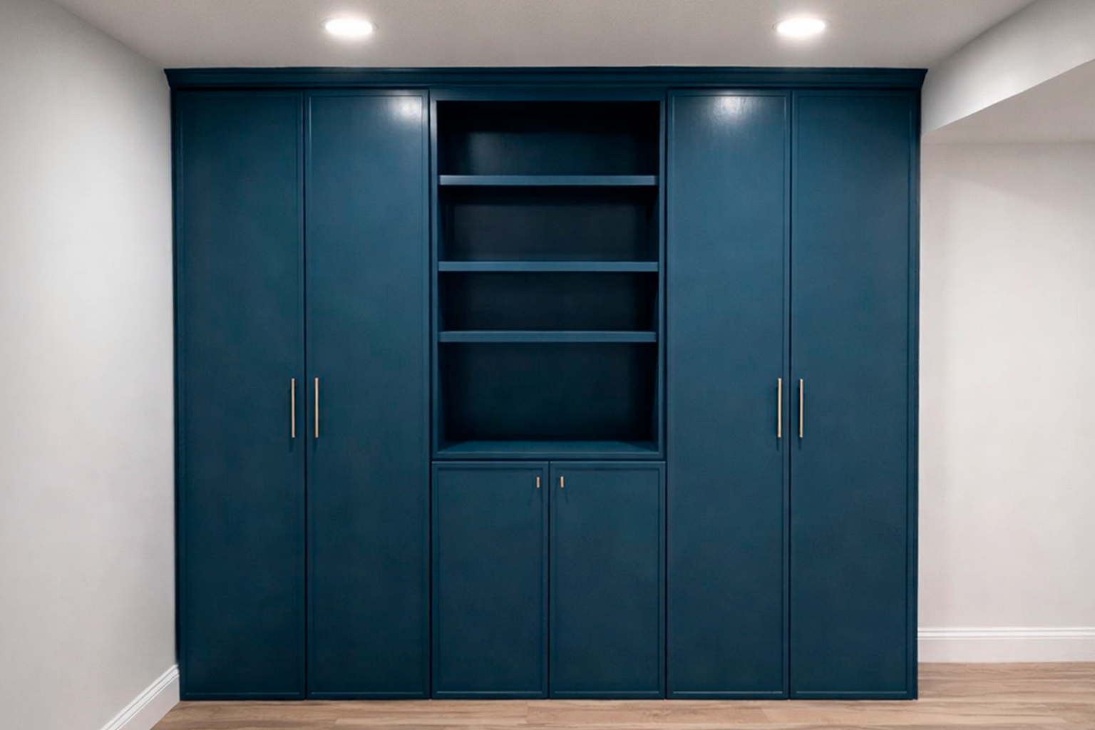 Cabinet painting · Deep blue finish